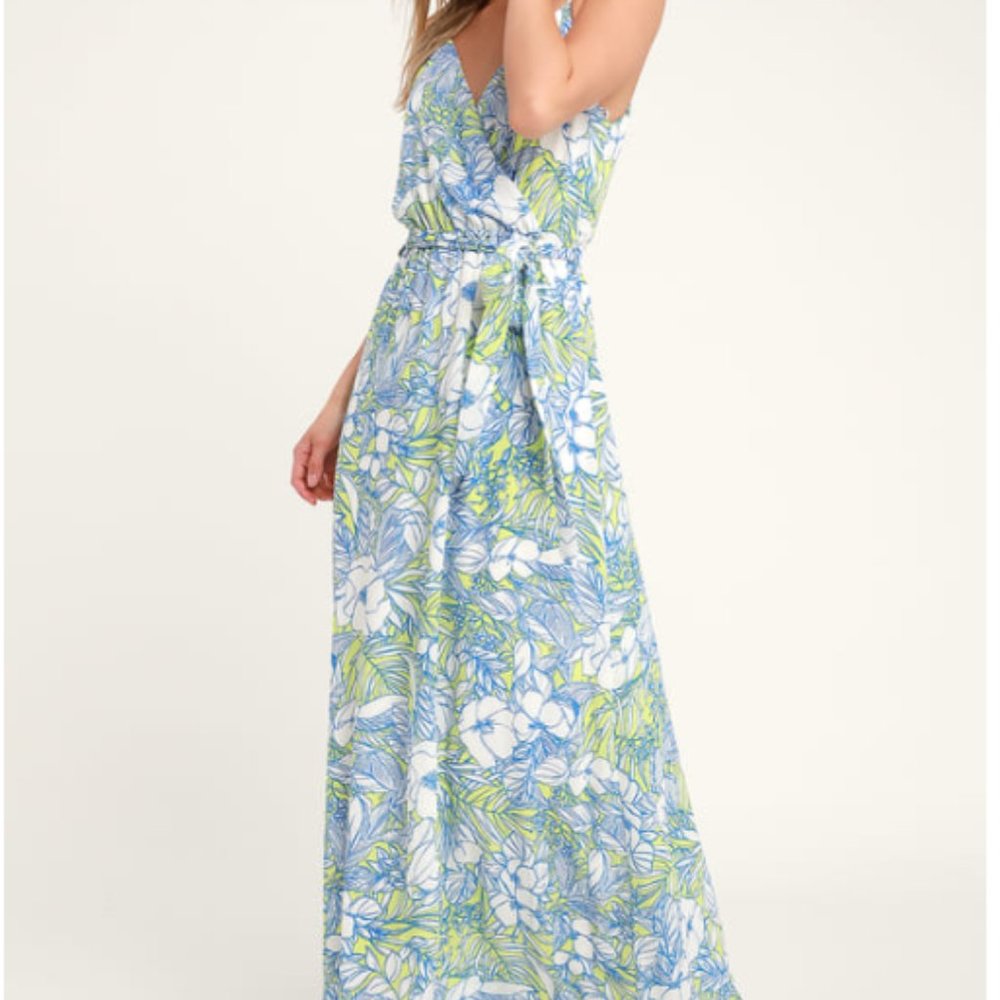 Lulus Sunrise in Paradise Blue Multi Tropical